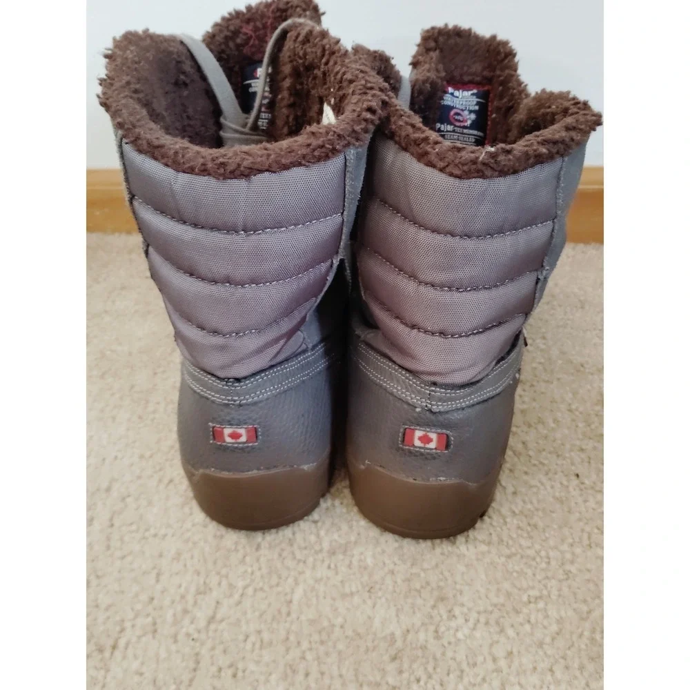 EUC-Pajar Women 10-10.5 Gray Suede Leather Winter Snow Hiking Boot Warm Fur Trim